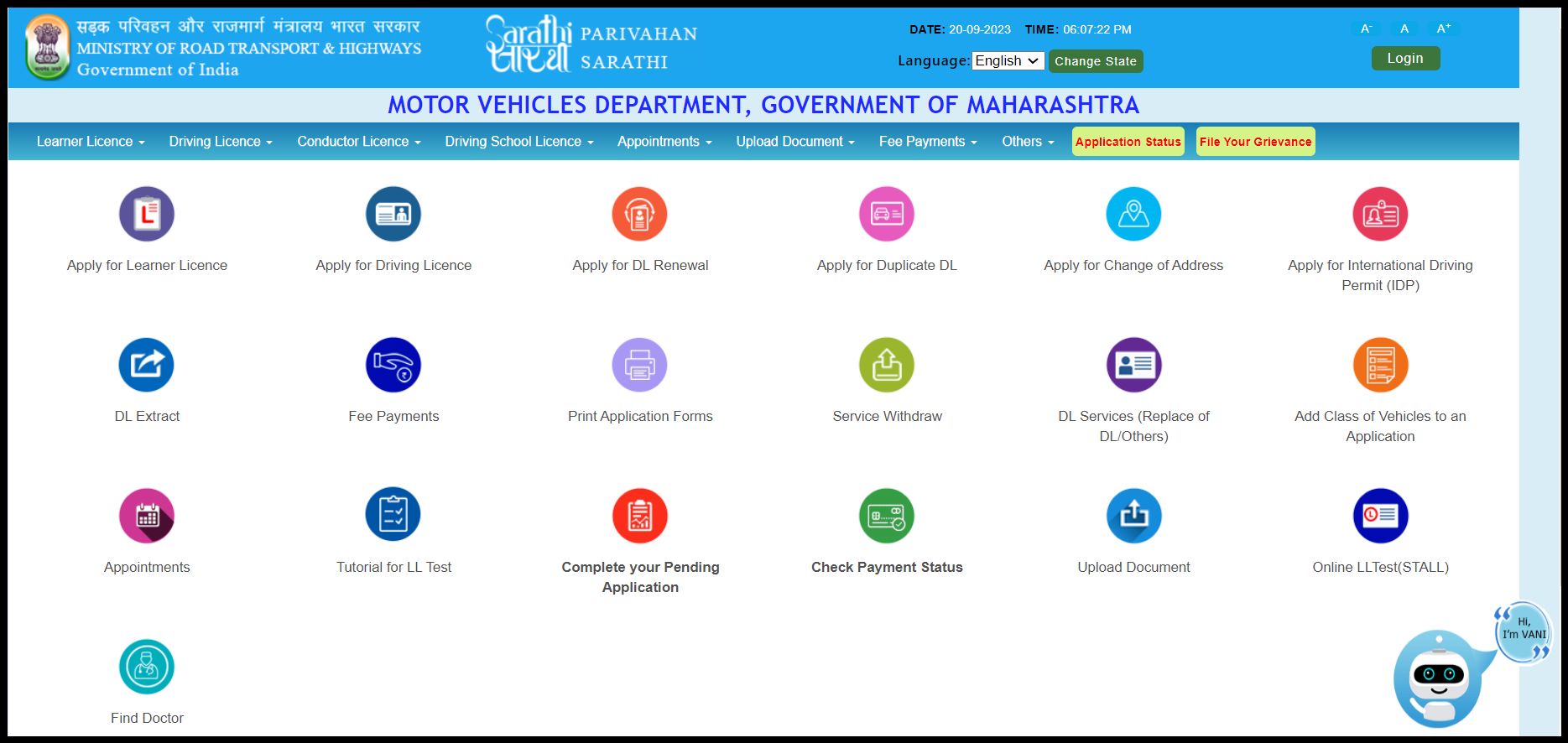 Renew driving licence online in Pune - sarathi portal
